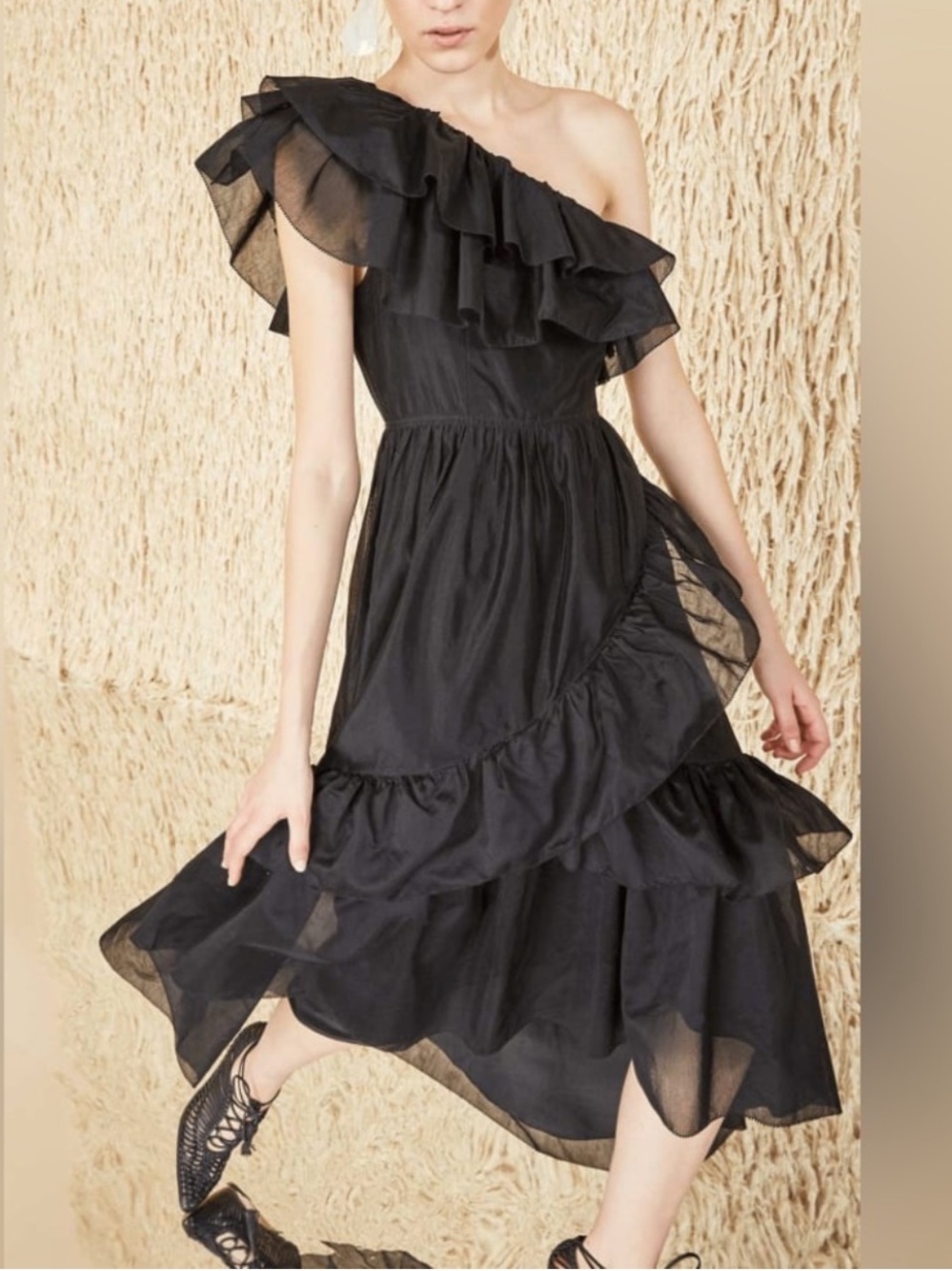 ULLA JOHNSON CLEMENTE DRESS - NOIR Size 0 in black